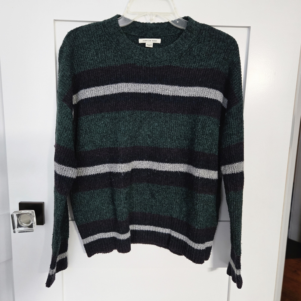 American Eagle Super Soft Green Striped Sweater Size XS